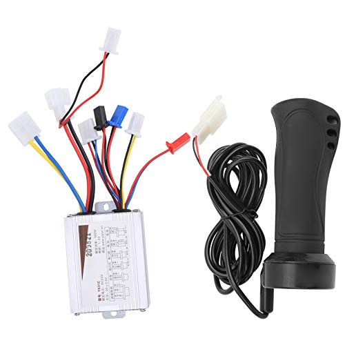 Alomejor 24V 500W Electric Scooter Brushed Speed Controller with Long Wire Throttle Grip Motor Controller Set for Electric Scooter Tricycles