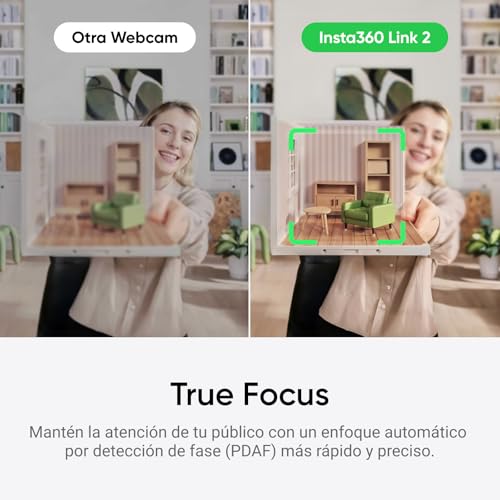 Insta360 Link 2 Blanco ártico - Webcam 4K PTZ PC/Mac, Sensor 1/2", Seguimiento IA, HDR, cancelación de Ruido por IA, Control por Gestos para Streaming, videollamadas, Gaming, Funciona con Zoom, Teams - imagen 6