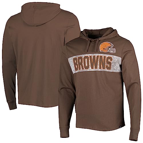 47 Men's Brown Cleveland Browns Field Franklin Hooded Long Sleeve T-Shirt