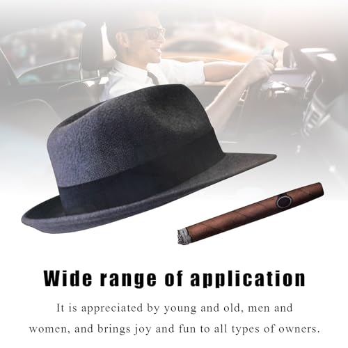 Image of DXNQ Fedora and Cigar Window Decal, Funny Driving Fake with Hat and Cigar Car Stickers, Waterproof Driving Crooner Decals for Vehicle Window Windshield, Car Decor Accessories (Style A)