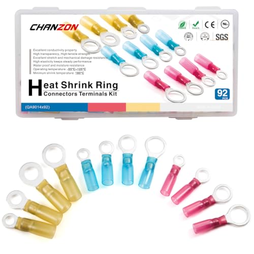 Chanzon Heat Shrink Ring Terminal 22-18,16-14,12-10AWG Wire Connectors Kit