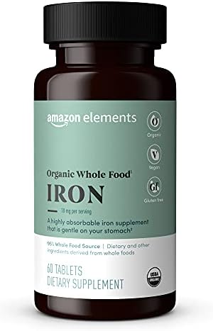 Amazon Elements Organic Whole Food Iron, 60 tablets