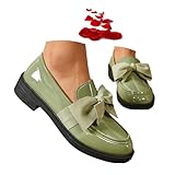 Mocassins orthopédiques confortables pour femme avec nœud papillon - Mocassins confortables pour le travail et le bureau, Vert, 37 EU