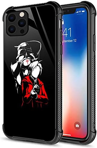 DJSOK iPhone 12 Case,Steel Alchemist Anime Pattern Compatible with iPhone 12 Pro Case,Organic Glass Scratch Proof Cover with TPU Edges Antiskid and Soft Corners Antifall Design iphone12-6.1inch