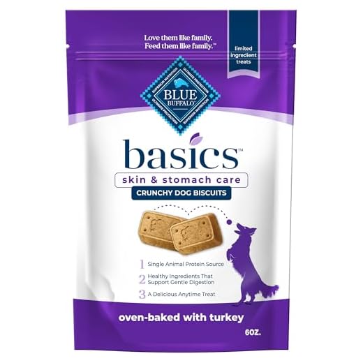 Blue Buffalo Basics Dog Biscuits, Skin & Stomach Care Crunchy Dog Treats, Turkey Recipe, 6-oz Bag