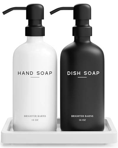 Luxury Glass Hand and Dish Soap Dispenser Set by Brighter