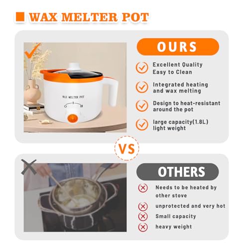 WcoDusak Electric Wax Melting Pot with Thermometer, Wax Melter with Spout for Candle Making - 1.5QT Pour-Through Design for Fast and Even Melting of Soy & Beeswax Wax by WcoDusak - Image 3