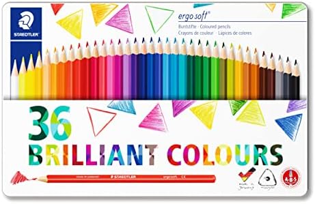 STAEDTLER 157 SB12 Ergosoft Triangular Colouring Pencils - Assorted Colours, Pack of 12