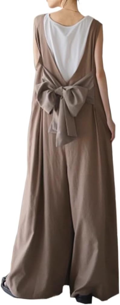 LIXINGHEITANG Womens pants loose overalls bow tie jumpsuits for women
