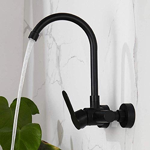 Grifos de cocina de pared Monomando negro mate LWX 2