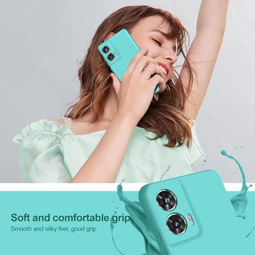 Image of DIZORO Microfiber Candy Case for Motorola Edge 50 Fusion Smooth Touch Cushion Liquid Soft Silicone Gel Rubber Phone Cases Non-Slip Full Body Protective Shockproof Back Cover New Mint