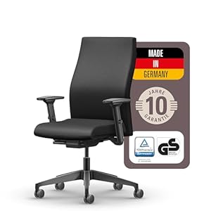 Interstuhl Edge Soft Ergonomischer Bürostuhl – Schreibtischstuhl mit 10 Jahren Garantie, Made in Germany, Synchronmechanik & 4D-Armlehnen, Lordosenstütze, TÜV-geprüft, Schwarz