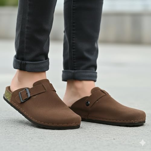 Image of Premium Orthopedic Suede Leather Mules, Lightweight Slip-On Design with Anti-Skid Sole, Cushioned Footbed, Pain-Free Comfort for Indoor Outdoor Use