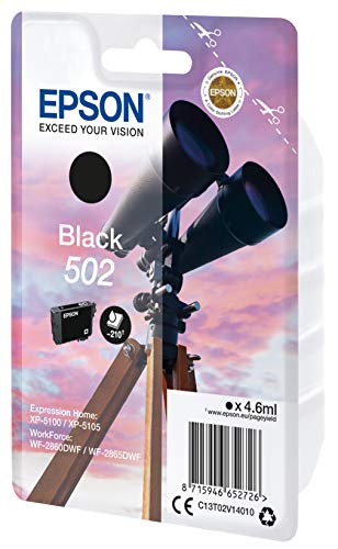 Epson Singlepack Black 502 Ink – Tintenpatronen (Original, Pigmenttinte, Schwarz, Epson, 1 Stück, Tintenstrahldruck), Standard