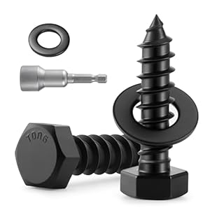 26 Sets 1/4″ x 1-1/2″ Hex Head Lag Screws Bolts with Flat Washers 304 Stainless Steel 18-8 Black Zinc Plated Heavy Duty Lag Screw for Wood