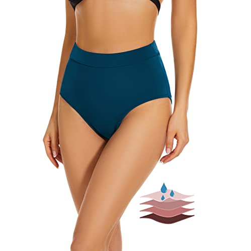 Leovqn Period Swimwear Bikini Menstrual Leakproof Swim Bottoms UPF 50+ Waterproof Brief Light Flow for Women Girls Teens, Teal, XXS