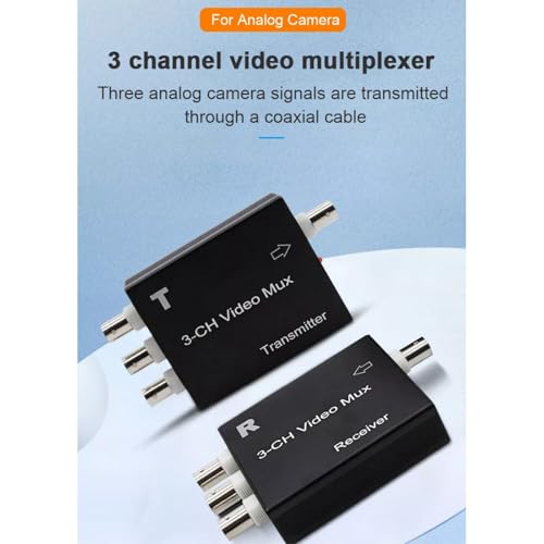 DC 12V Analog Camera Transmitter Receiver 3-CH Video Multiplexer Max 300M Support Multi Node Networking for CCTV System