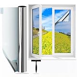 wonderffolie One Way Clear Window Film Privacy Heat Reflective Mirror Window Film for Glass Windows UV Window Tint Film Daytime Anti Glare with Adhesive Thermal Solar Silver 44.5x200cm
