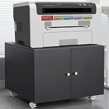 Office Furniture Copier Cabinet White 2 Door Steel Copier Stand Mobile Pedestal File Printer Stand Black, 23.62x23.62x17.72