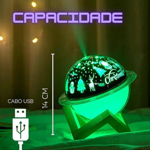 Mini Umidificador de Ar Ultrassônico com Led, Luminária USB com Difusor de Aromas, Vaporizador Portá