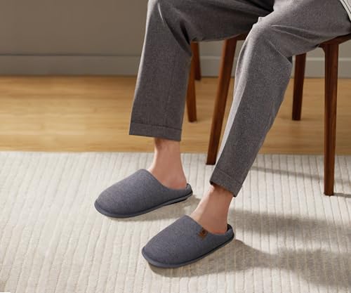 ONCAI Mens Slippers with Cushion Memory Foam Cotton-Blend High-Density Warm House Slippers for man 2026 Slip-on Indoor Outdoor Comfortable Best House Shoes Rubber Sole Grey Size 12 US by ONCAI - Used condition - Image 3
