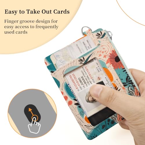 Image of Hancynir Boho Flower Floral Slim Wallet Women Credit Card Holder RFID Small