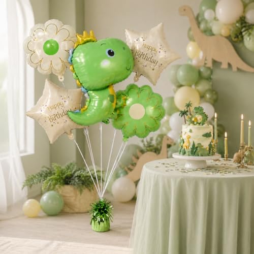 Image of Wanna Party Giant Baby Dinosaur Balloons Set - Pack of 5 | Dino Balloons for Dinosaur Party Decorations | Dinosaur Birthday Balloons for Dinosaur Birthday Decorations