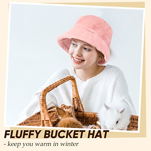 6 Pcs Bucket Hat For Women Winter Fuzzy Bucket Hats For Women Faux Fur Bucket Hat Soft Warm Plush Fisherman Cap Casual Plush Bucket Hat Furry Aesthetic Hats For Teen Girls, 6 Colors #TOP5