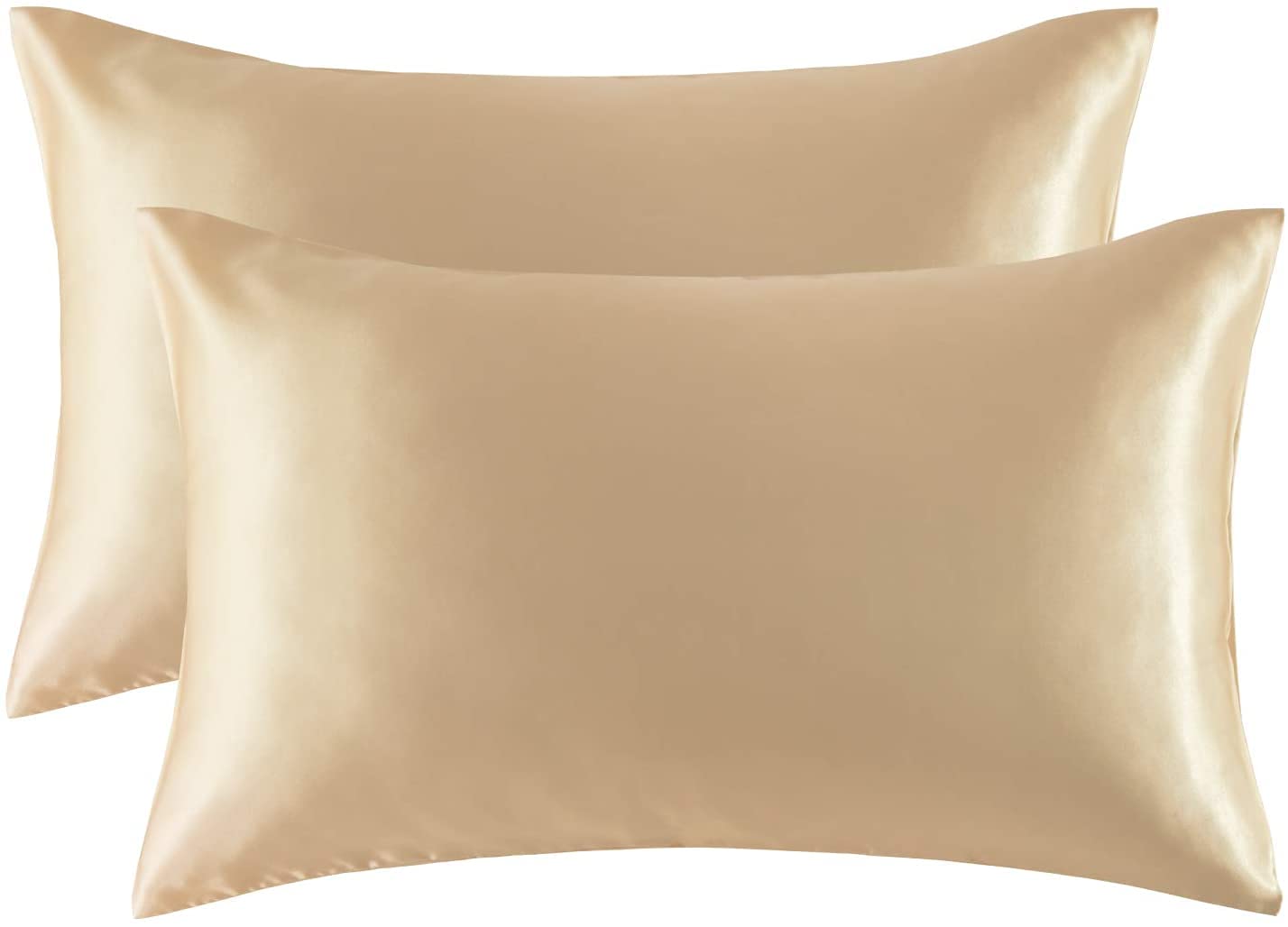 Redinga Silk Pillowcase for Hair and Skin - Silk Pillow Case used for Anti Acne - Soft Smooth and Breathable Natural Satin Pillowcase with Envelope Closure (50x75cm, Gold, 2 Pcs)