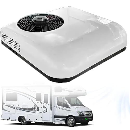 RVルーフトップエアコン、ポータブルカーDCエアコン、トラック、セミトラック、バン、キャンピングカー用12V/24VパーキングスプリットACユニット、レッド-12V