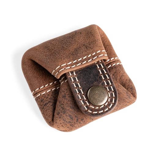 Berliner Bags Vintage Kleingeldbörse Lena S, Kleine Geldbörse aus Leder, Mini Münzbörse Portemonnaie für Damen und Herren - Braun