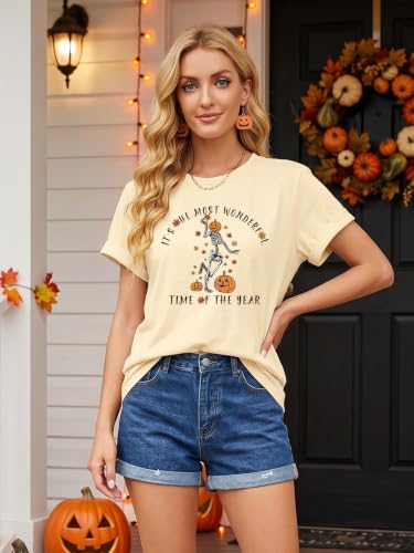 Halloween Shirts for Women Spooky Season Shirt Pumpkin Ghost Graphic tees Casual Short Sleeve Tops - image 4