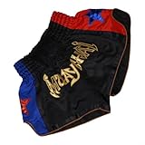 Anotherboxer Unisex Muay Thai Kickboxing for MMA Shorts, Breathable Polyester Fighting Shorts with Elastic Waist, Black, Size M（Black） S
