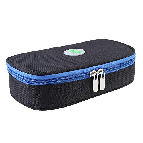 Bolsa térmica de viagem médica de tecido Oxford da Parateck com 2 pacotes de gelo para medicamentos diabéticos legais, Black - No Ice Pack