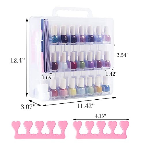 Ovx Universal Gel Nail Polish Organizer Storage Portable Carrying Case Holder For 48 Bottles Double -Sided Adjustable Dividers Space Saver With 2 Toe Separators #TOP3