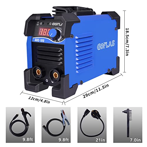 Goflas Stick Welder 180A Welding Machine, 110/220V Dual Voltage Igbt Inverter Mma Welder Machine, Hot Start Arc Welder With Electrode Holder, Work Clamp, Input Power Adapter Cable And Brush #TOP4