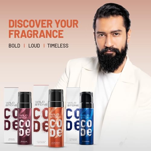 Image of Wild Stone Code Copper, Iridium & Titanium No Gas Body Perfume Combo for Men, Pack of 3 (120 ml each)