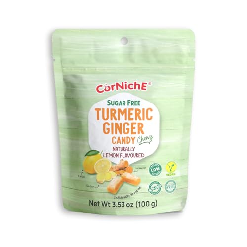 CORNICHE Turmeric Ginger Candy, Anti-Nausea and Digestion Aid, Individually Wrapped Healthy Candy 3.53 Oz Bag (Lemon), Small - image 1