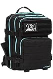 [ALL OUT POWER GRIP PRO] ALLOUT バックパック トレーニングバッグ トレーニングリュック ミリタリーリュック タクティカルリュック (BLACK and AQUA, 35L)