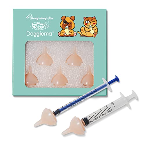 Bubble Milk Bowl Doggiema Silicone Feeding Nipple And Syringes For Newborn Kittens, Puppies, Rabbits, Small Animals Dongdong Pet (5 Pink Nipple+3 Syringes) #TOP23