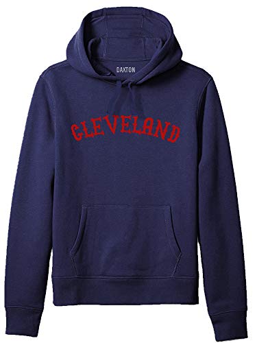 Daxton Adult Unisex Pullover USA Cities States Comfort Hoodie Fleece Sweatshirt Cleveland Navy Red Large