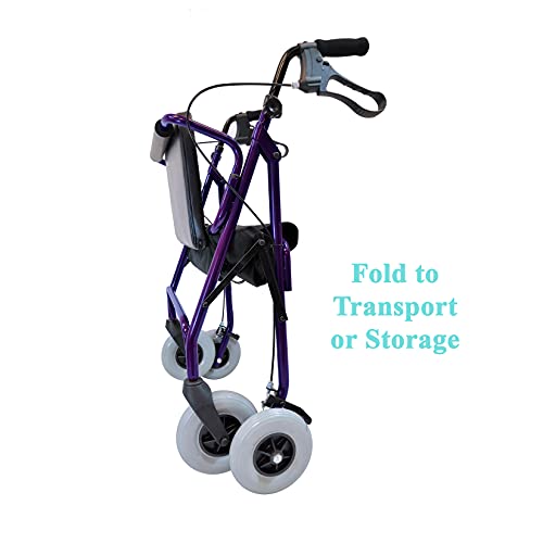 Tuffcare Freedom True Bariatric 450 lbs. Heavy Duty Rollator Walker with Large Seat and Pouch, 8 Inch Wide Track Caster Wheels (Midnight Blue) - Thumbnail 4
