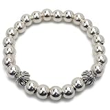 [silver KYASYA]シルバー925 数珠ブレスレット メンズ クロスボール ハンドメイド フローラルクロス ラージボール シルバー 銀 金属アレルギー対応 男性