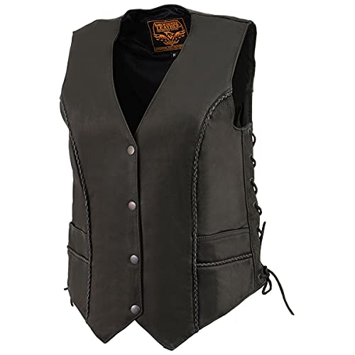 Image of Milwaukee Leather Women's Premium Classic Leather Motorcycle Rider Vest w /Adjustable Side Laces