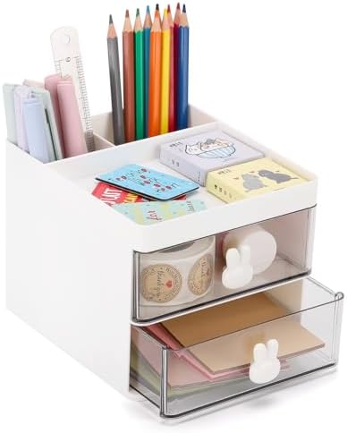 Marbrasse Mesh Pen Holder For Desk, Desk Organizer With Drawer, Multi - View #11