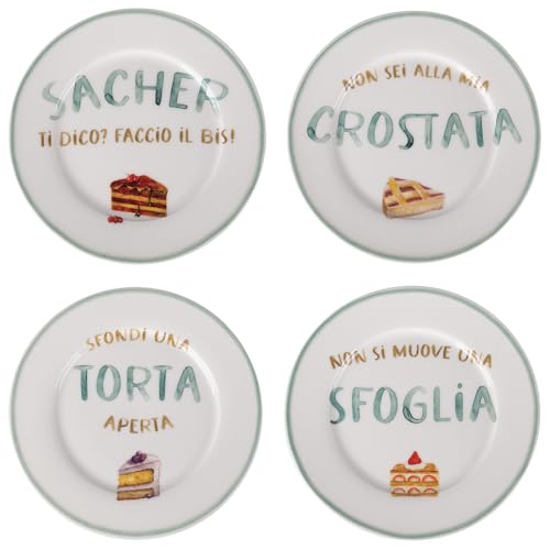 Set 4 Piatto dessert 19 cm in porcellana new bone China, LeTravisate