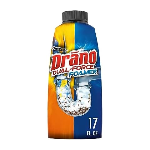 Drano Dual-Force Foamer Drain Clog Remover and Cleaner for Shower or Sink Drains, Unclogs and Removes Sources of Odor, 17 Fl Oz Cover