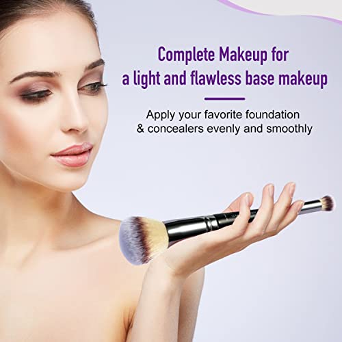 Party Queen Makeup Brushes,Luxe Duo Complexion Perfection Brush,Foundation & Concealer Applicator In One,Airbrushed Finish For Flawless Liquid, Cream, Powder,Blending, Buffing,Concealer #TOP4