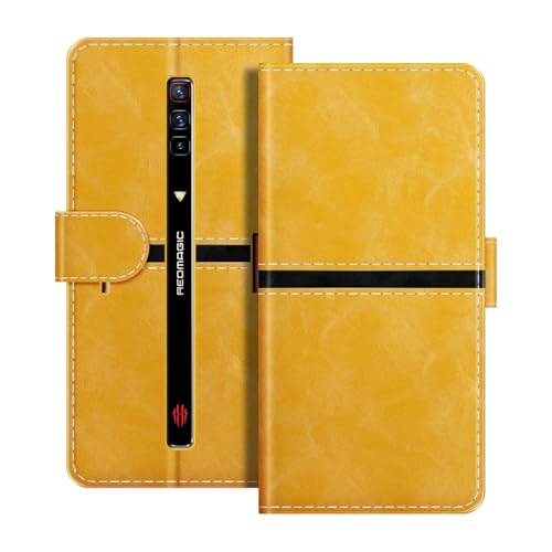 ESACMOT ���U�[�E�H���b�g�P�[�X ZTE Nubia Red Magic 6S �Ƃ̌݊������� ���X�g���C�v�f�U�C�� �J�[�h���[�t�� �}�O�l�b�g���蒠�^�J�o�[ (�S�[���h)