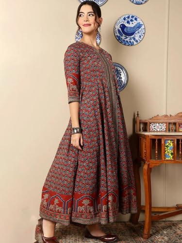 Image of ANNI Designer Women's Rayon Viscose A-Line Printed Kurta with Pant and Dupatta